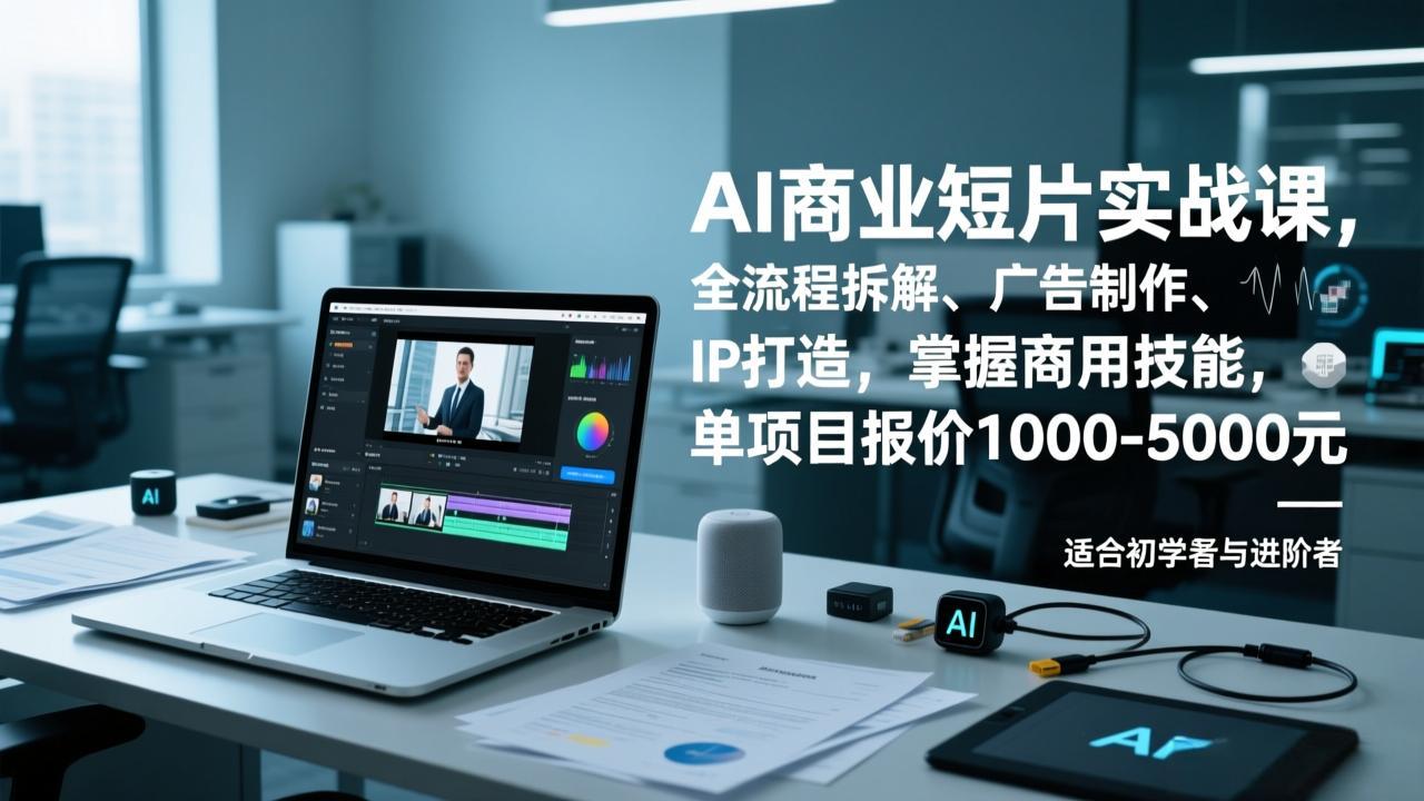 AI商业短片实战课，全流程拆解、广告制作、IP打造，掌握商用技能，单项目报价1000-5000元-金鼎聊项目
