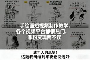 手绘画短视频制作教学，各个视频平台都很热门，涨粉变现两不误-金鼎聊项目