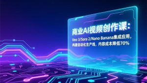 商业AI视频创作课：Veo 3/Sora 2/Nano Banana集成应用，构建自动化生产线，内容成本降低70%-金鼎聊项目