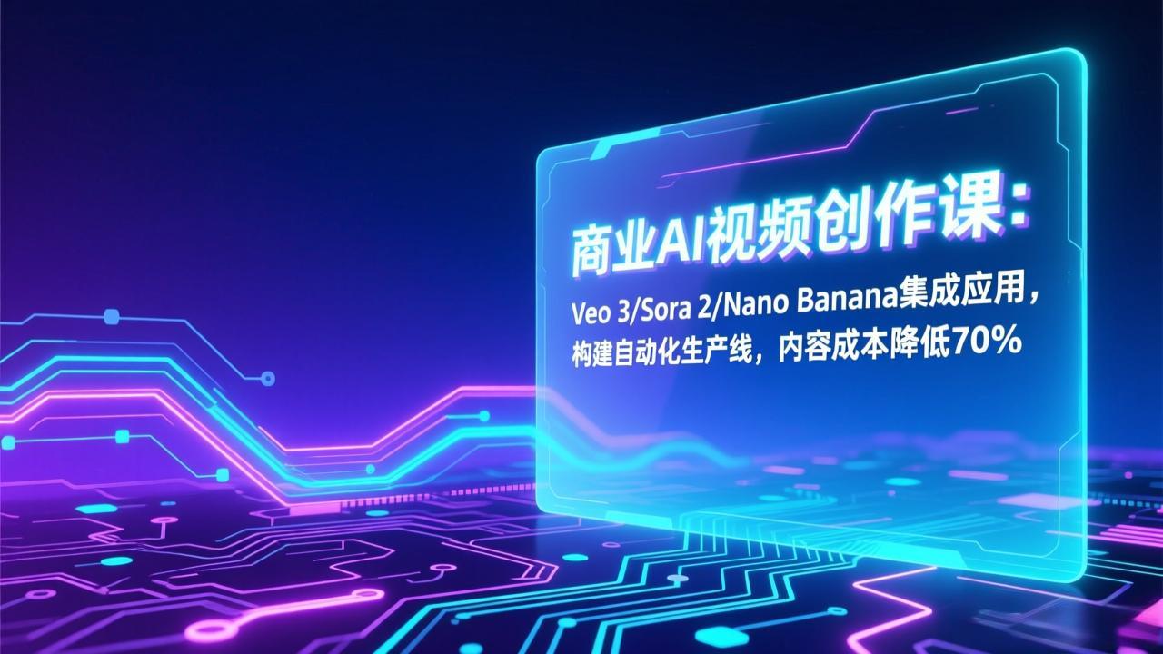 商业AI视频创作课：Veo 3/Sora 2/Nano Banana集成应用，构建自动化生产线，内容成本降低70%-金鼎聊项目