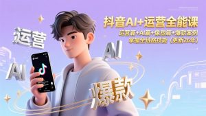 抖音AI+运营全能课，运营篇+AI篇+像塑篇+爆款案例，掌握全链路技能(更新26年-金鼎聊项目