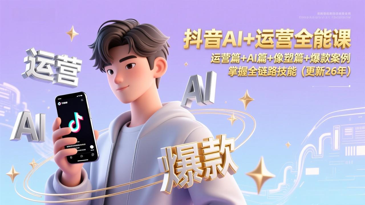 抖音AI+运营全能课，运营篇+AI篇+像塑篇+爆款案例，掌握全链路技能(更新26年-金鼎聊项目