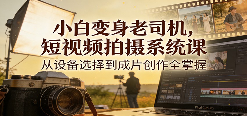 小白变身老司机，短视频拍摄系统课，从设备选择到成片创作全掌握-金鼎聊项目
