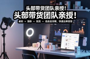 头部带货团队亲授！专业短视频实拍带货课：桌拍+涨粉+投流+选品全攻略，快速出单变现，月入2w+-金鼎聊项目