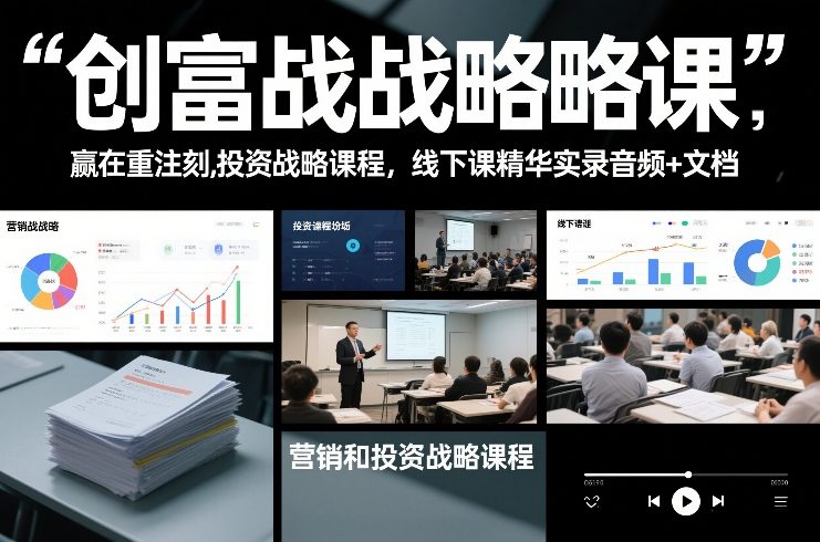 创富战略课，赢在重注时刻，营销和投资战略课程，线下课精华实录音频+文档-金鼎聊项目
