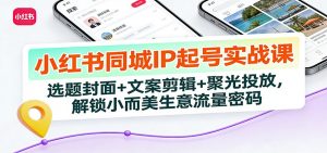 小红书同城IP起号实战课:选题封面+文案剪辑+聚光投放,解锁小而美生意流量密码-金鼎聊项目