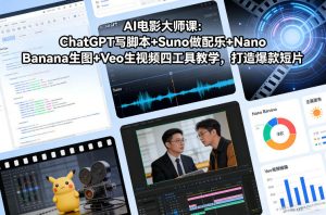 AI电影大师课：ChatGPT写脚本+Suno做配乐+Nano Banana生图+Veo生视频，打造爆款短片-金鼎聊项目