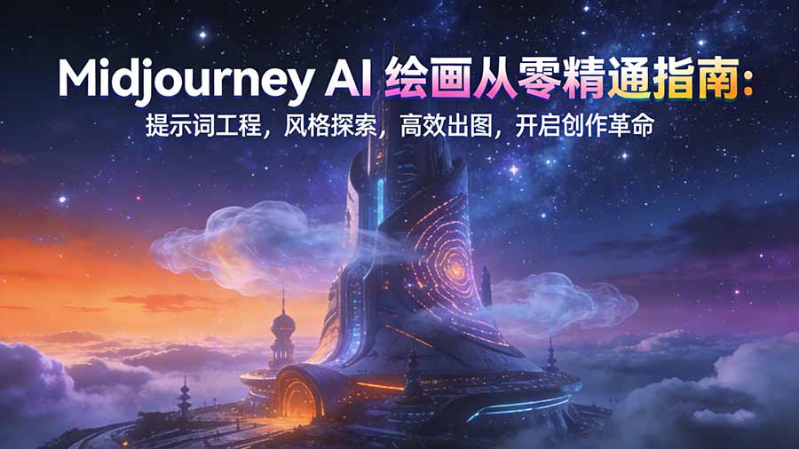 Midjourney AI绘画从零精通指南：提示词工程，风格探索，高效出图，开启创作革命-金鼎聊项目
