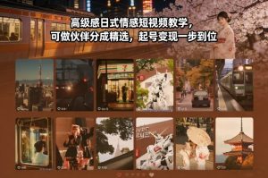 高级感日式情感短视频教学，可做伙伴分成精选，起号变现一步到位-金鼎聊项目