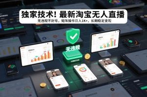 独家技术！最新淘宝无人直播：无违规不封号，矩阵操作日入1K+，长期稳定变现【揭秘】-金鼎聊项目