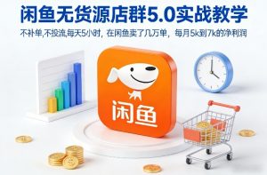 闲鱼无货源店群5.0实战教学,不补单,不投流,每天5小时,在闲鱼卖了几万单,每月5k到7k的净利润-金鼎聊项目