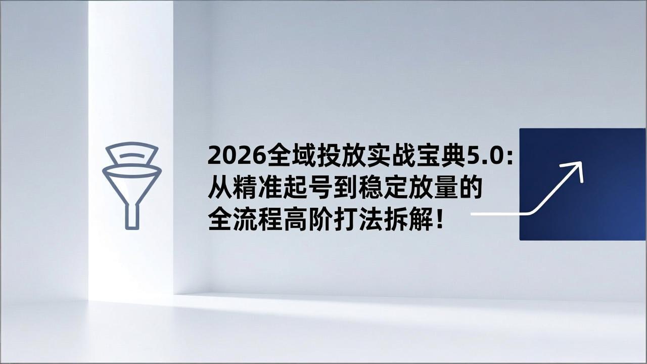 2026全域投放实战宝典5.0：从精准起号到稳定放量的全流程高阶打法拆解！-金鼎聊项目