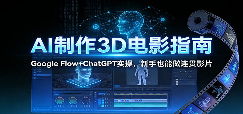 AI制作3D电影指南：Google Flow+ChatGPT实操，新手也能做连贯影片-金鼎聊项目