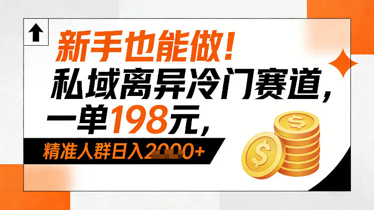 新手也能做！私域离异冷门赛道，一单198，精准人群日入1k+-金鼎聊项目