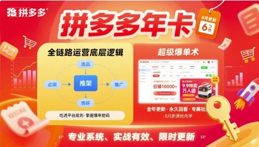 拼多多年卡，拼多多全链路运营底层逻辑，超级爆单术【更新26年1月】-金鼎聊项目