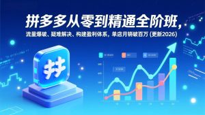 拼多多从零到精通全阶班，流量爆破、疑难解决，构建盈利体系，单店月销破百万(更新2026-金鼎聊项目