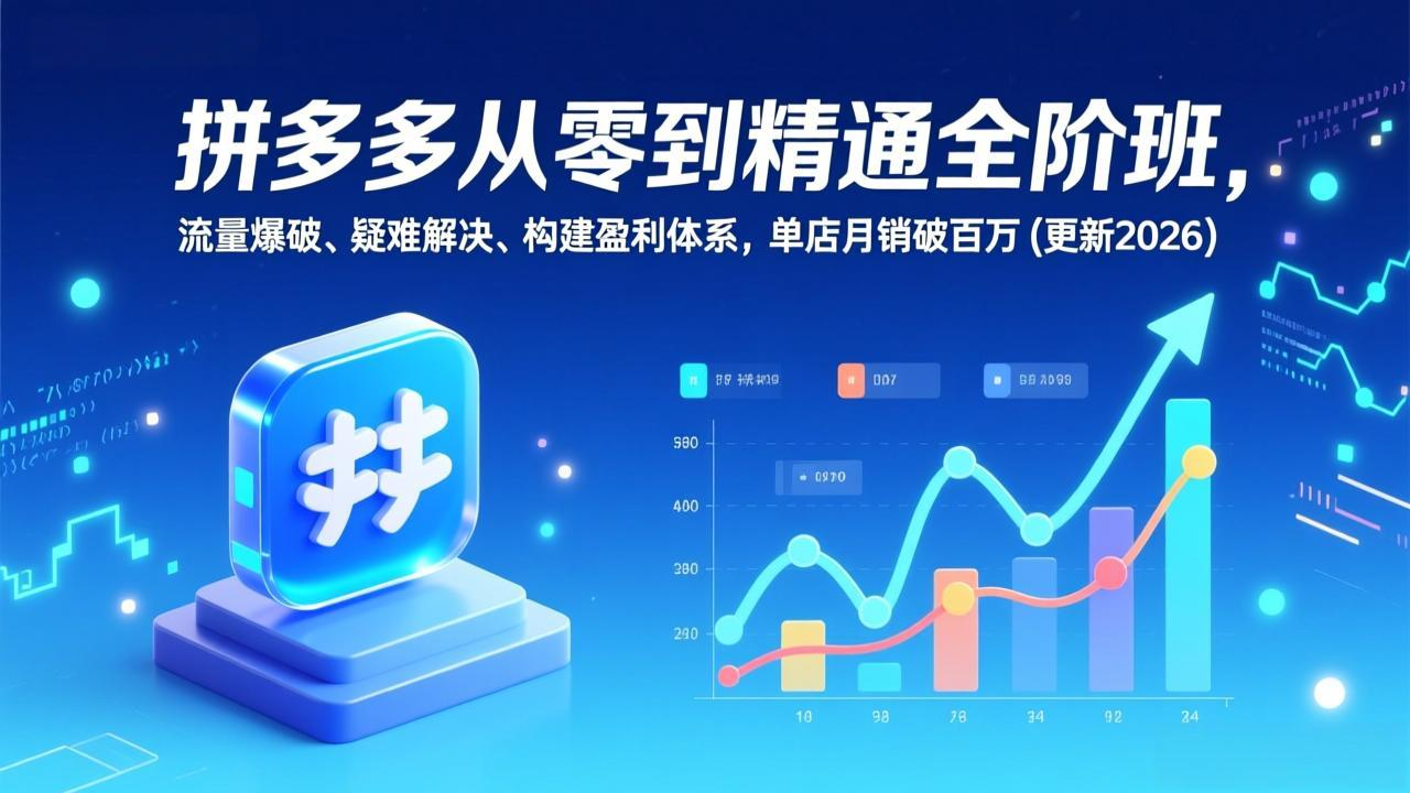 拼多多从零到精通全阶班，流量爆破、疑难解决，构建盈利体系，单店月销破百万(更新2026-金鼎聊项目