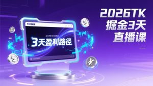 2026TK掘金直播课，起号涨粉+直播带货+商单变现+3天打通盈利路径，月入过万美金-金鼎聊项目
