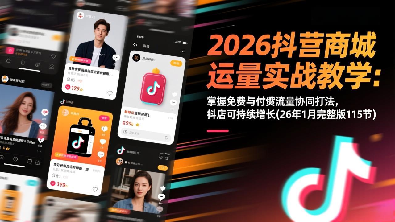 2026抖音商城运营实战教学：掌握免费与付费流量协同打法，抖店可持续增长(26年1月完整版115节-金鼎聊项目