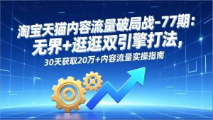 淘宝天猫内容流量破局战-77期：无界+逛逛双引擎打法，30天获取20万+内容流量实操指南-金鼎聊项目