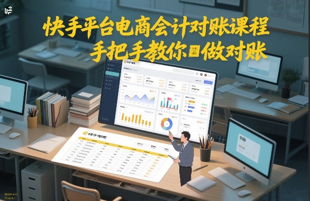 快手平台电商会计对账课程，手把手教你做对账-金鼎聊项目