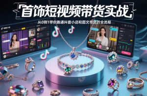 首饰短视频带货实战，从0到1带你跑通抖音小店和图文带货的全流程-金鼎聊项目
