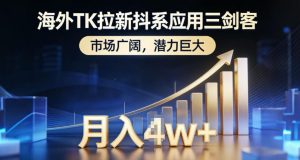 海外TK拉新抖系应用三剑客，市场广阔，潜力巨大，月入1w+-金鼎聊项目