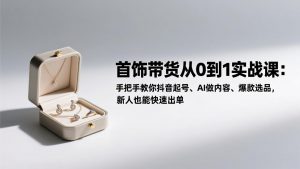 首饰带货从0到1实战课：手把手教你抖音起号、AI做内容、爆款选品，新人也能快速出单-金鼎聊项目