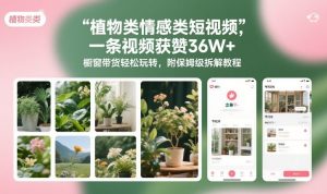 植物类情感类短视频,一条视频获赞36W+,橱窗带货轻松玩转,附保姆级拆解教程-金鼎聊项目
