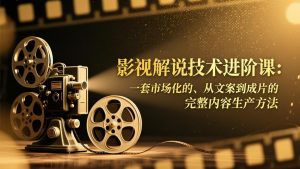 影视解说技术进阶课:一套市场化的、从文案到成片的完整内容生产方法-金鼎聊项目