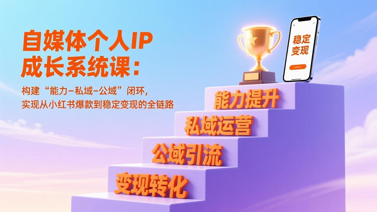 自媒体个人IP成长系统课：构建“能力-私域-公域”闭环，实现从小红书爆款到稳定变现的全链路-金鼎聊项目