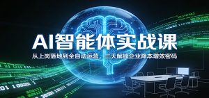 AI智能体实战课:从上岗落地到全自动运营,三天解锁企业降本增效密码-金鼎聊项目