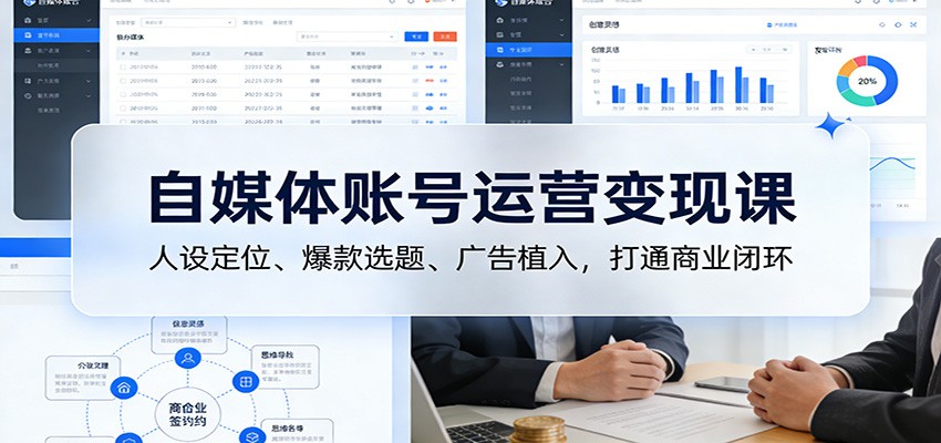 自媒体账号运营变现课：人设定位、爆款选题、广告植入，打通商业闭环-金鼎聊项目