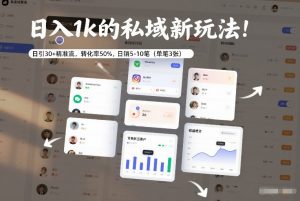 日入1k的私域新玩法：日引30+精准流，转化率50%，日销5-10笔(单笔3张)-金鼎聊项目
