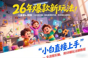 26年爆款新玩法,儿童科普AI视频,全流程实操,轻松做爆款内容,小白直接上手,附详细玩法教程-金鼎聊项目