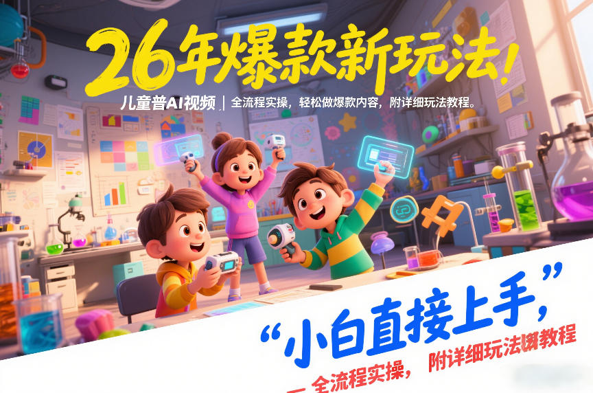 26年爆款新玩法，儿童科普AI视频，全流程实操，轻松做爆款内容，小白直接上手，附详细玩法教程-金鼎聊项目