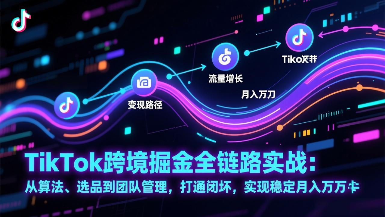 TikTok跨境掘金全链路实战：从算法、选品到团队管理，打通闭环，实现稳定月入万刀-金鼎聊项目