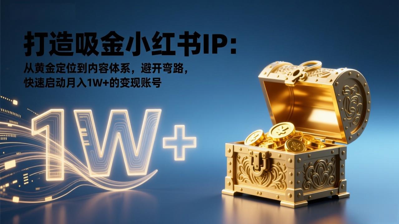 打造吸金小红书IP：从黄金定位到内容体系，避开弯路，快速启动月入1W+的变现账号-金鼎聊项目