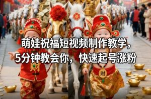 萌娃祝福短视频制作教学，5分钟教会你，快速起号涨粉-金鼎聊项目
