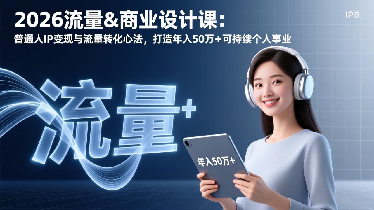 2026流量&商业设计课：普通人IP变现与流量转化心法，打造年入50万+可持续个人事业-金鼎聊项目