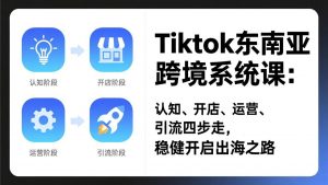 TikTok东南亚跨境系统课：认知、开店、运营、引流四步走，稳健开启出海之路-金鼎聊项目