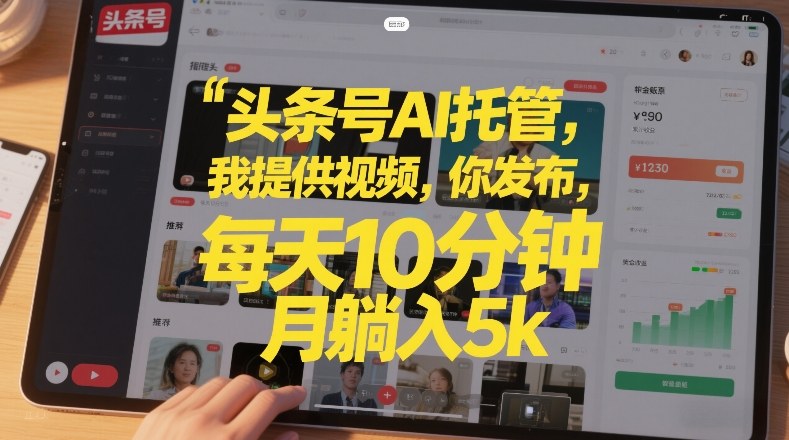 头条号AI托管，我提供视频，你发布，每天10分钟，月躺入5k+【揭秘】-金鼎聊项目