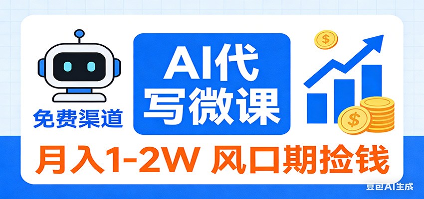 2026告别打工！AI 代写微课，提供免费渠道，月入 1-2W 风口期捡钱-金鼎聊项目