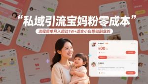 私域引流宝妈粉零成本流程简单月入超过1W+适合小白想做副业的-金鼎聊项目