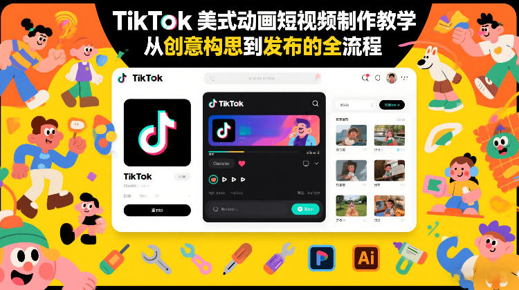 TikTok美式动画短视频制作教学，从创意构思到发布的全流程-金鼎聊项目