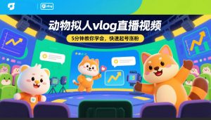 动物拟人vlog直播视频，5分钟教你学会，快速起号涨粉-金鼎聊项目