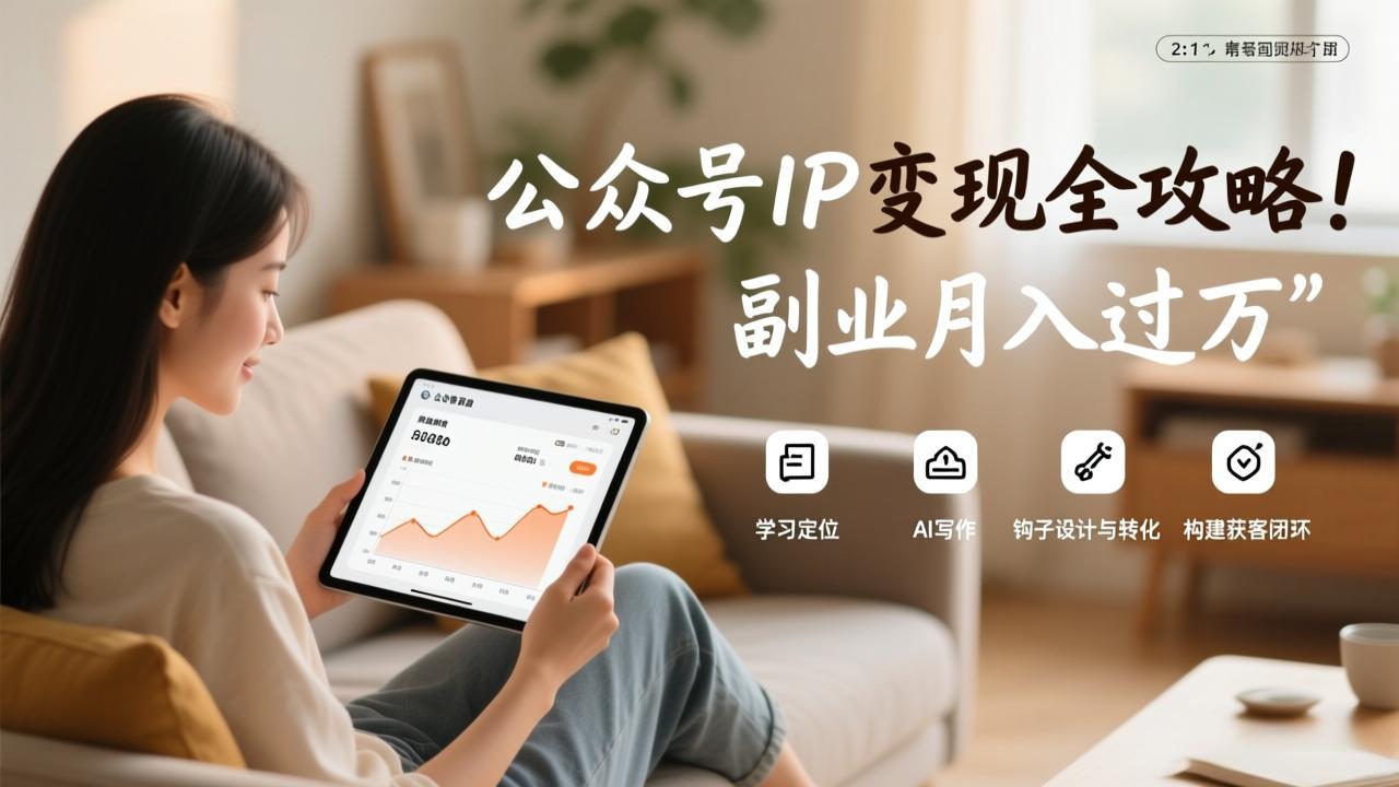 公众号IP变现全攻略，学习定位、AI写作、钩子设计与转化，构建获客闭环，副业月入过万-金鼎聊项目