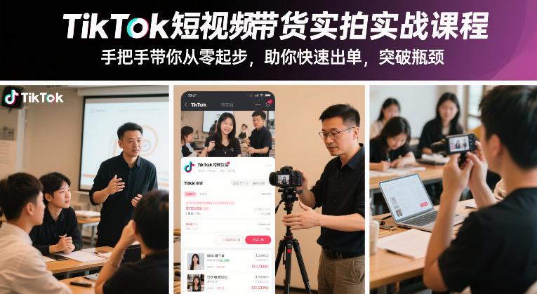 TikTok短视频带货实拍实战课程，手把手带你从零起步，助你快速出单，突破瓶颈-金鼎聊项目