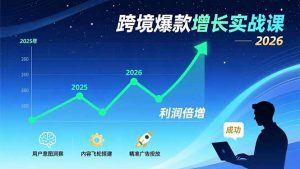 跨境爆款增长实战课，教授用户意图洞察、内容飞轮搭建、精准广告投放，助力卖家2026年利润倍增-金鼎聊项目