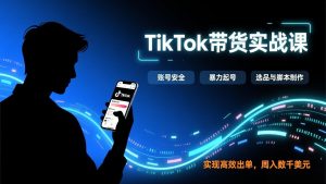 TikTok带货实战课,涵盖账号安全、暴力起号、选品与脚本制作,实现高效出单,周入数千美元-金鼎聊项目